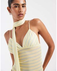 House Of Sunny - Co-ord Striped Mesh Cami With Scarf - Lyst