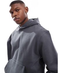 ASOS - Sudadera Corta Negro Lavado De Corte Cuadrado Con Capucha De Tejido Grueso De 400 G/M2 Premium De -Gris - Lyst