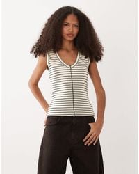 ASOS - Heavy Weight Rib V Neck Vest With Exposed Seam Detail - Lyst