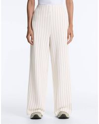 Oysho - Soft-touch Pinstripe Wide-leg Trousers With Modal - Lyst