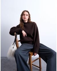 TOPSHOP - Knitted Chunky All Needle Clean Crew Jumper - Lyst