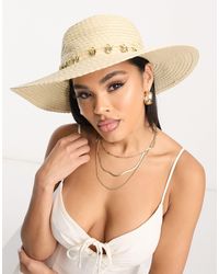 South Beach - Sombrero color con ala ancha y ribete - Lyst