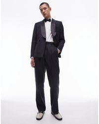 TOPMAN - Premium Straight High Waisted Relaxed Wool Rich Tux Suit Trousers - Lyst
