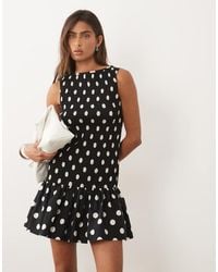 ASOS - Shirred Drop Waist Mini Dress - Lyst