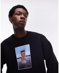 TOPMAN - Oversized Fit Sweatshirt With New York Photographic Print - Lyst