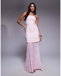 ASOS - High Neck Peplum Maxi Dress With Bodice And Lace Skirt - Lyst