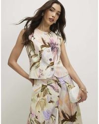 River Island - High Neck Floral Waistcoat - Lyst