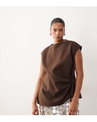 ARRANGE - Curve Cinch Waist Tailored Top With Button Detail - Lyst