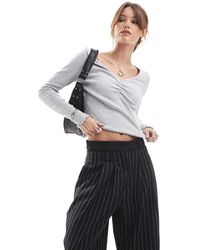 ONLY - Ruched Front Detail Long Sleeve Top - Lyst