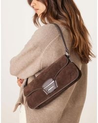 Mango - Leather Contrast Stitch Shoulder Bag - Lyst