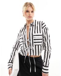 ASOS - Cropped Shirt With Tie Front - Lyst