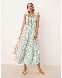 Nobody's Child - Maya Ruffle Shoulder Tiered Midi Dress - Lyst
