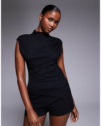 ASOS - Mesh High Neck Top With Open Cowl Back - Lyst