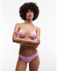 Monki - – seitlich gebundener bikini mit vichy-karomuster - Lyst