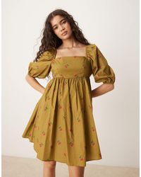 Glamorous - Tie Back Square Neck Mini Dress - Lyst