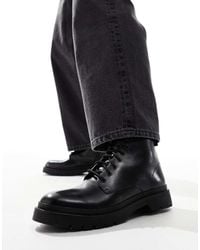 Walk London - Botas Negras Con Cordones De Cuero Callum De - Lyst