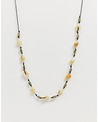 ASOS Faux Shell Necklace With Metal Beads - Black