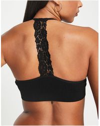 New Look - Seamless Lace Back Crop Bra Top - Lyst