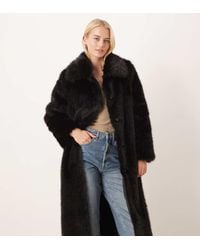 ASOS - Asos Design Tall Longline Tipped Faux Fur Car Coat - Lyst
