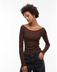 ASOS - Halfdoorschijnende Top Van Mesh Met Lange Mouwen En Lage Ronde Hals - Lyst