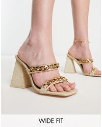 Public Desire - Pina Raffia Sandals With Chain - Lyst