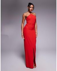 Vesper - Halter Neck Maxi Dress With Split - Lyst