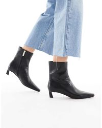 schuh - Botines Negros De Tacón Bajo Con Puntera Fina Bexley De - Lyst