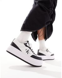 Calvin Klein - Bold - sneakers flatform bianche e nere - Lyst