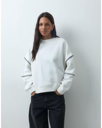 Mango - Oversized Embroidered Sleeve Sweater - Lyst