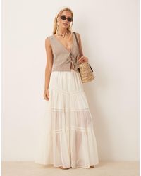 ASOS - Tiered Lace Insert Boho Maxi Skirt - Lyst