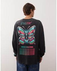 Deus Ex Machina - T-shirt oversize à manches longues avec motif papillon au dos - délavé - Lyst