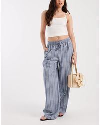 Vero Moda - Cotton Seersucker Tie Waist Wide Leg Trouser - Lyst
