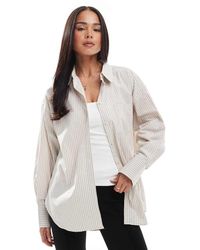 JJXX - Camisa Color Crema A Rayas Extragrande Jamie De -Blanco - Lyst