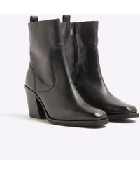 River Island - Leather Cowboy Boot - Lyst