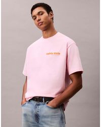 Calvin Klein - Camiseta Rosa Con Logo En La Parte Izquierda Del Pecho De - Lyst