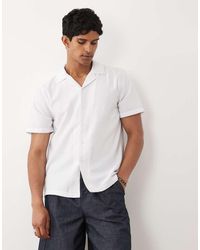 New Look - Camicia Bianca Effetto Lino Con Rever - Lyst