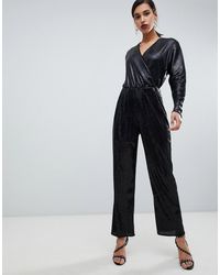 Y.A.S Tuta jumpsuit a fondo ampio con paillettes - Nero