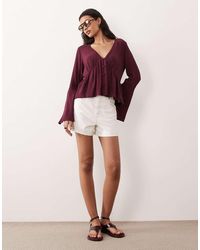 Miss Selfridge - Flare Sleeve Button Up Peplum Blouse - Lyst