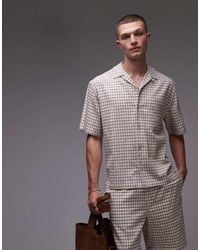 TOPMAN - Geruit Overhemd Van Halfzware Stof Met Korte Mouwen - Lyst