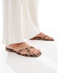 Raid - – lanah – flache riemen-sandalen mit leopardenmuster und schnallen - Lyst