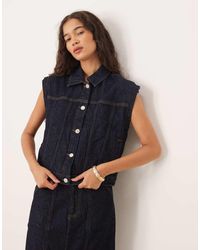 Vila - Seam-Detail Denim Waistcoat Co-Ord - Lyst