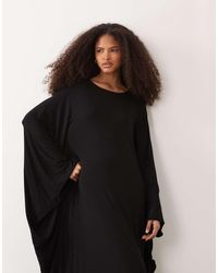 Iyal - Jersey Dramatic Wide Sleeve Detail Kaftan Maxi Dress - Lyst