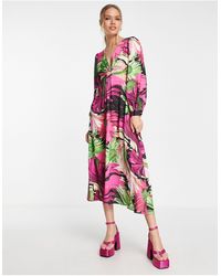 TOPSHOP - Warped Floral Cut Out Detail Ring Midi Dress - Lyst