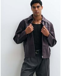 ASOS - Faux Leather Harrington Jacket - Lyst