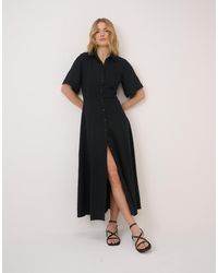 Nobody's Child - Short Sleeve Linen-Blend Dillon Shirt Dress - Lyst
