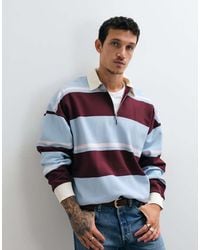 ASOS - Extreme Oversized Half Zip Rugby With Kissing Placket And Printed Stripe - Lyst