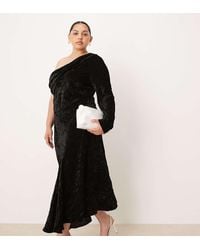 ASOS - Asos Design Curve Velvet Asymmetric Draped Maxi Dress - Lyst