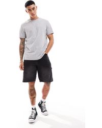ASOS - Camiseta gris claro con manga con vuelta - Lyst