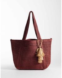 Mango - – bast-tragetasche - Lyst