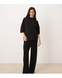 ASOS - Camiseta Negra Extragrande Estructurada De Punto Compacto De Asos Design Maternity (Parte De Un Conjunto) - Lyst